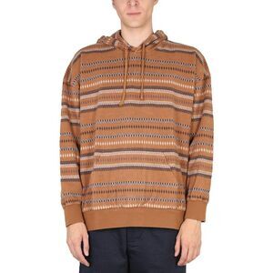 UNIVERSAL WORKS Geometric Print Hoodie Men BROWN Sweaters & Cardigans